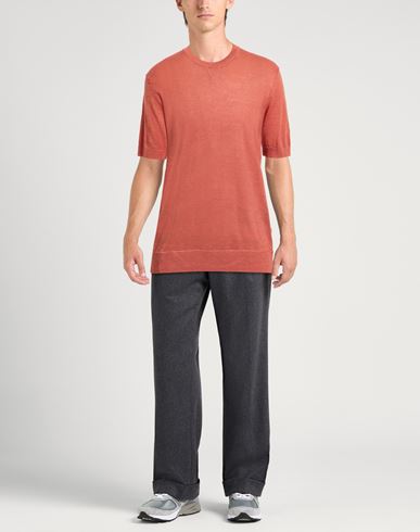 Man Sweater Rust Size L Linen, Cotton