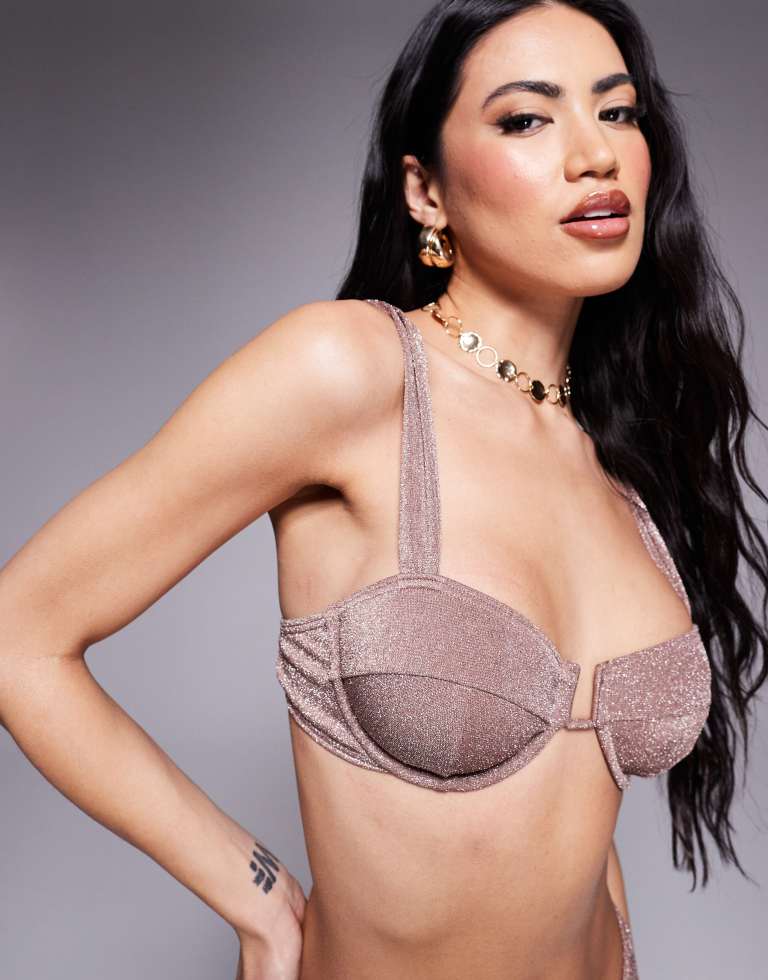 South Beach Womens bustier bikini top in brown