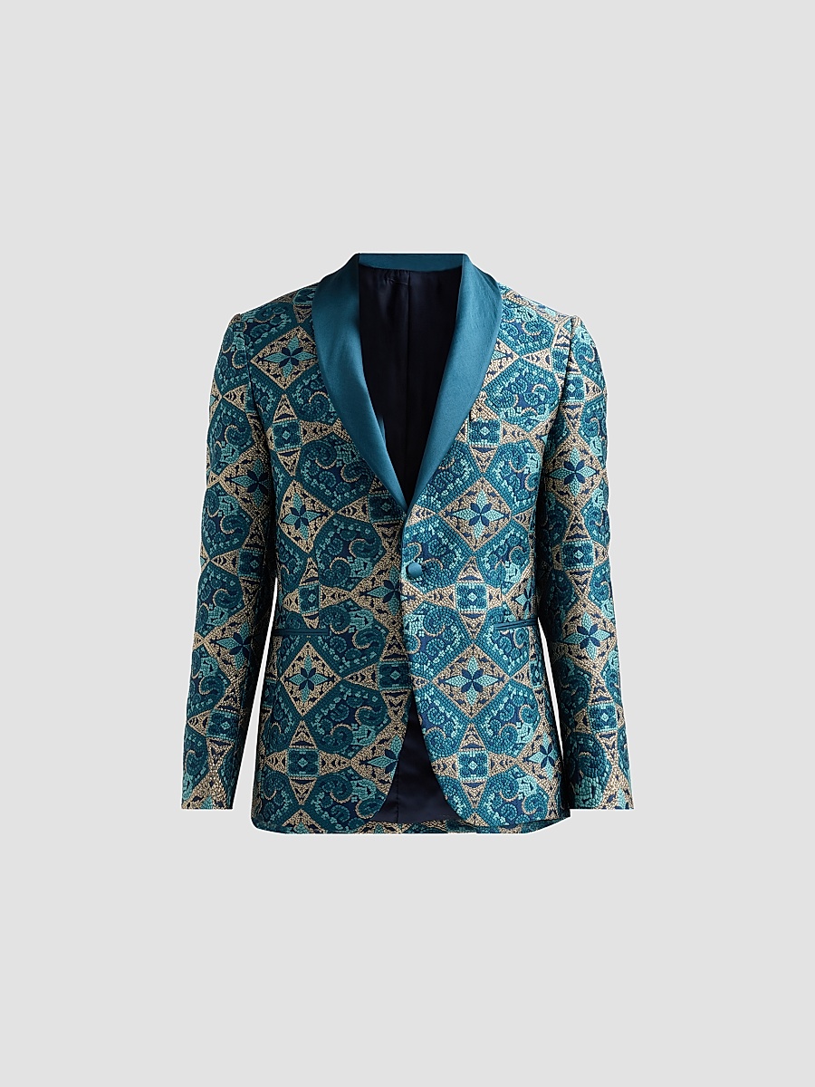 Men's Abstract-Embroidered Dinner Jacket - Ottanio