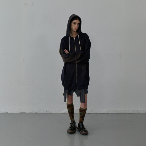 LCDC WASHED LONG ZIP-UP HOODIE