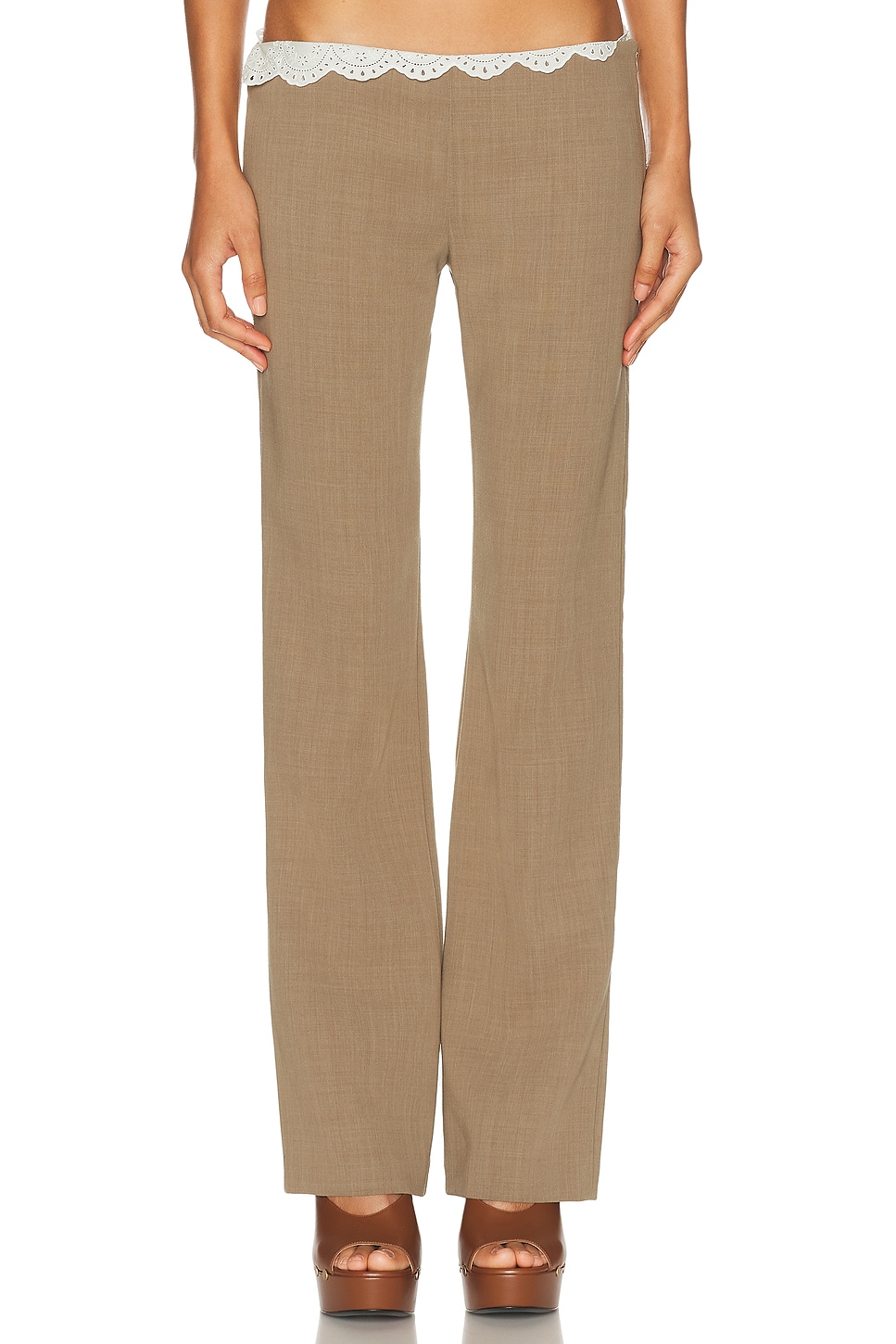 Magda Butrym Scallop Waist Trouser in Beige - Beige. 36 also