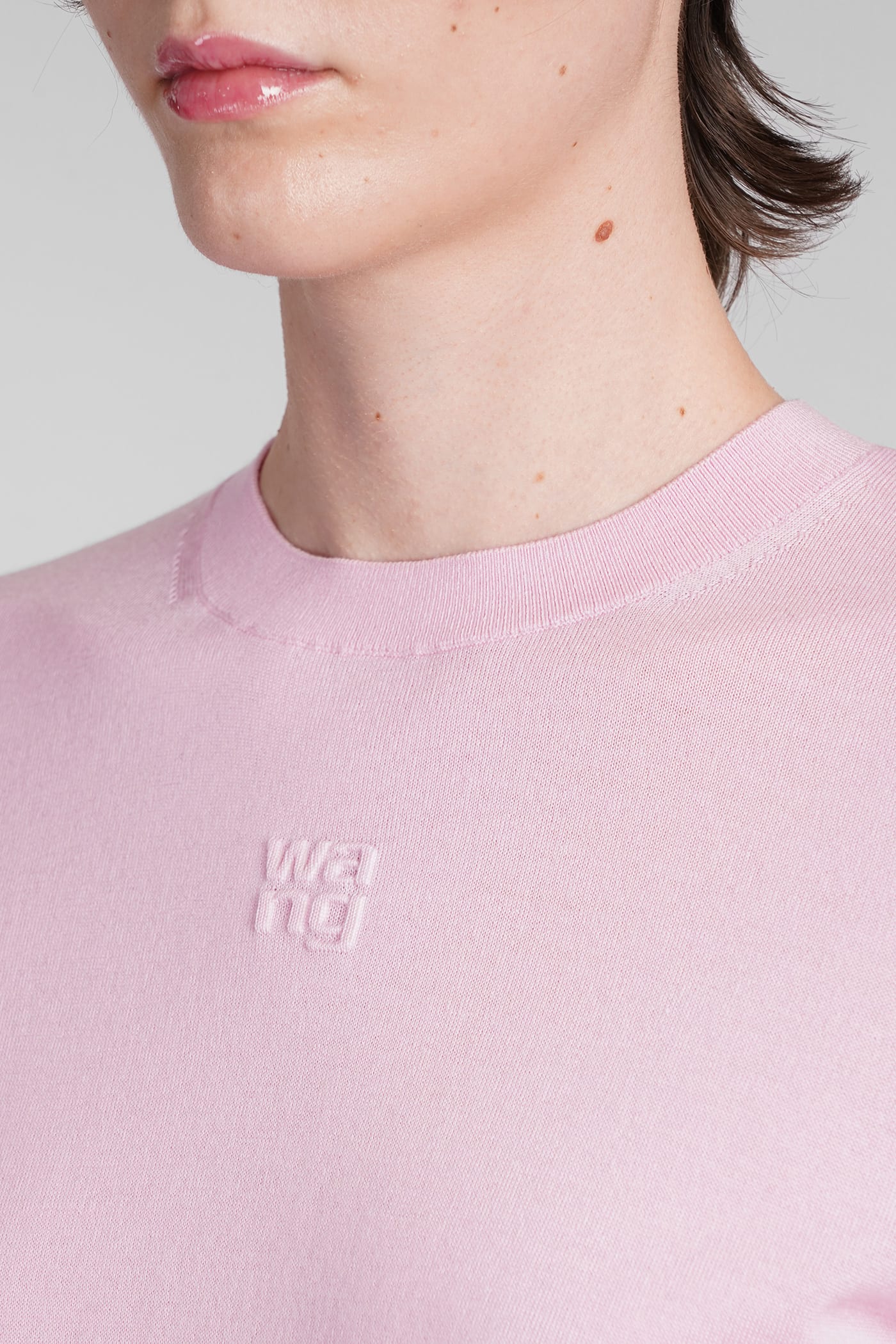 Logo-embossed knitted T-shirt - Pink