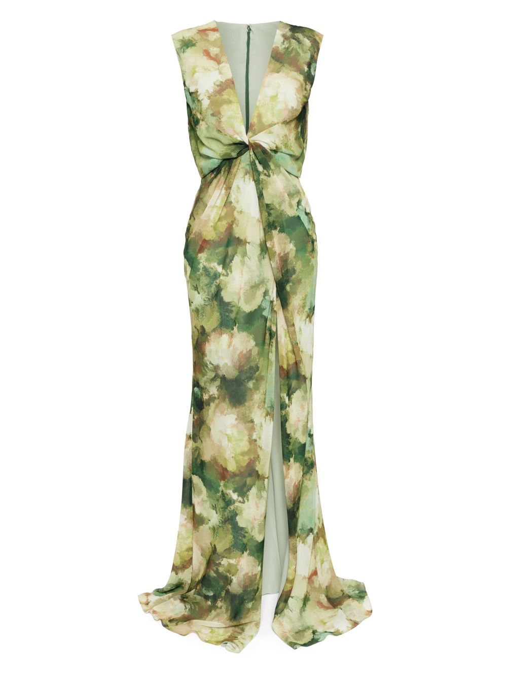 Amsale watercolor twisted front dress - Green