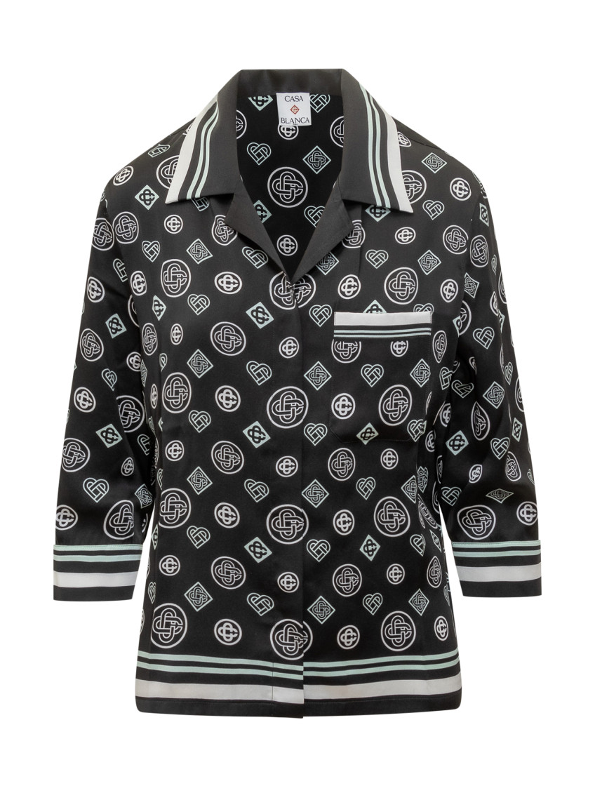 Black Regular Logo Print Shirt