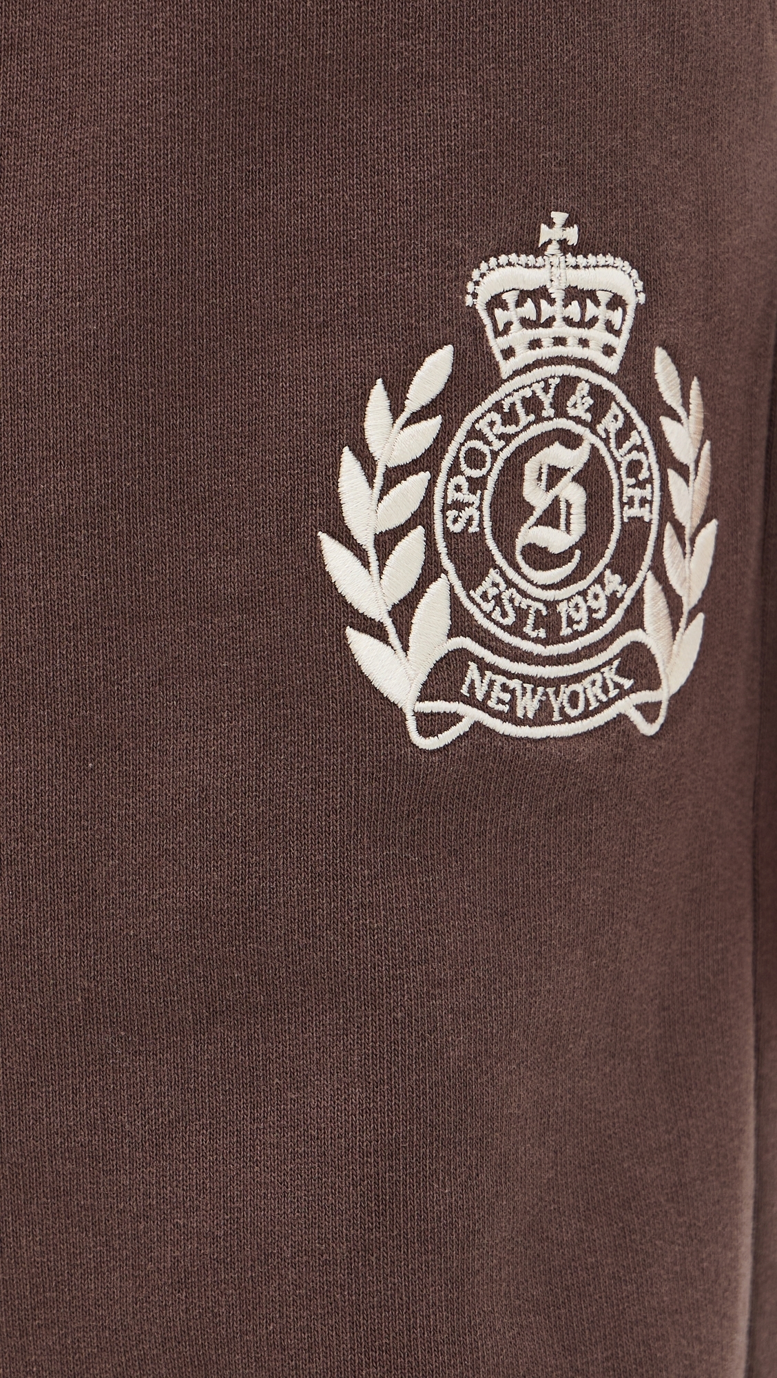 NY Crest Embroidered Wide Sweatpants Chocolate