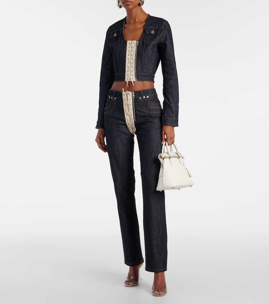 Jean Paul Gaultier Lace-up cropped denim jacket