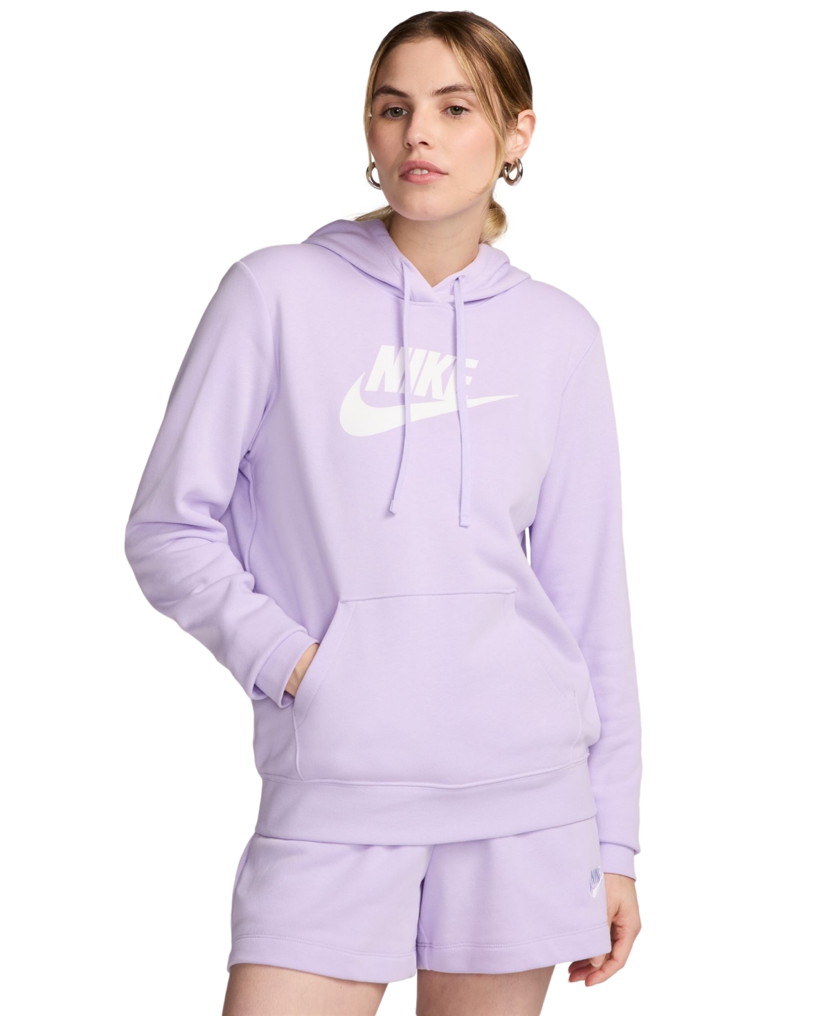 Women's Sportswear Club Fleece Logo Pullover Hoodie - Violet Mist/white