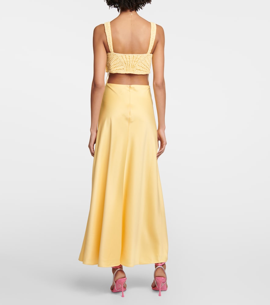 Simkhai Roberta crochet and satin maxi dress