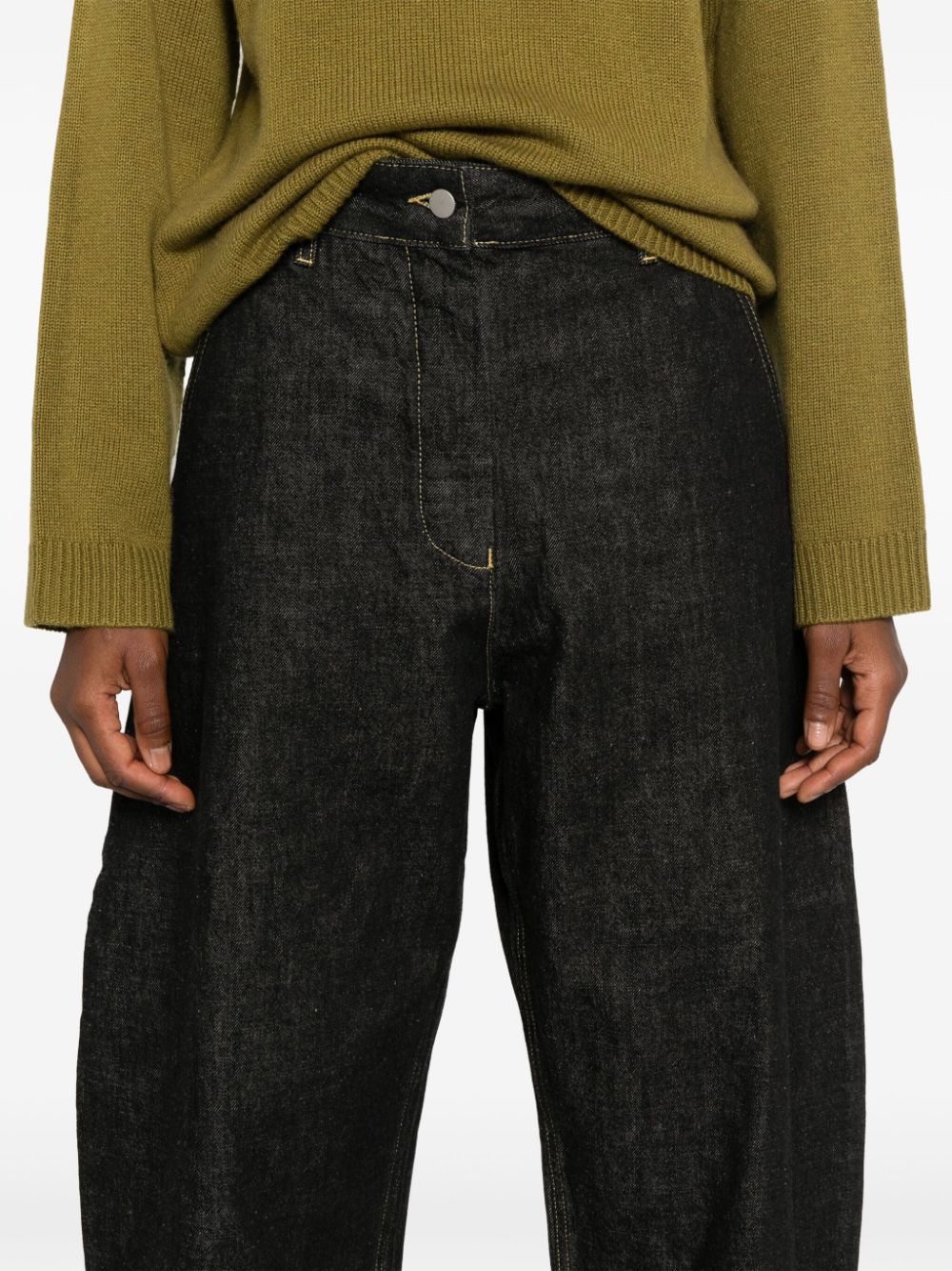 Wide Leg Denim Cropped Jeans
