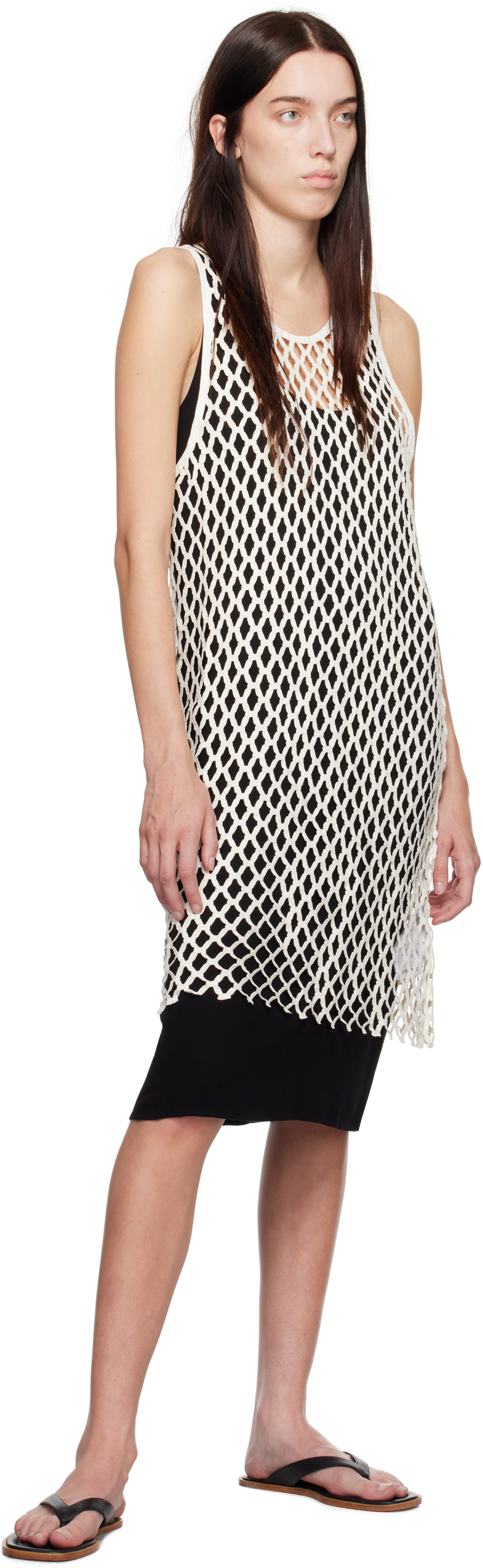 BITE White & Black Evening Lace Shift Midi Dress