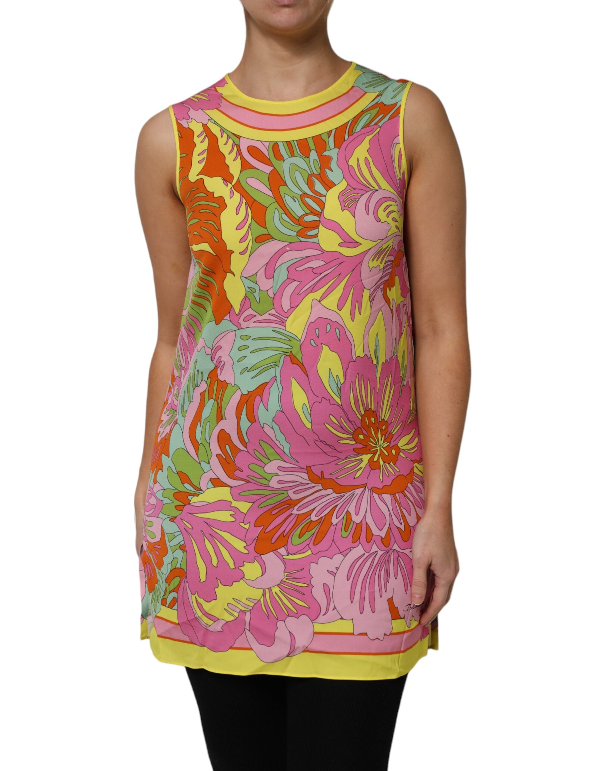 Floral Silk Tank Top — Multicolor