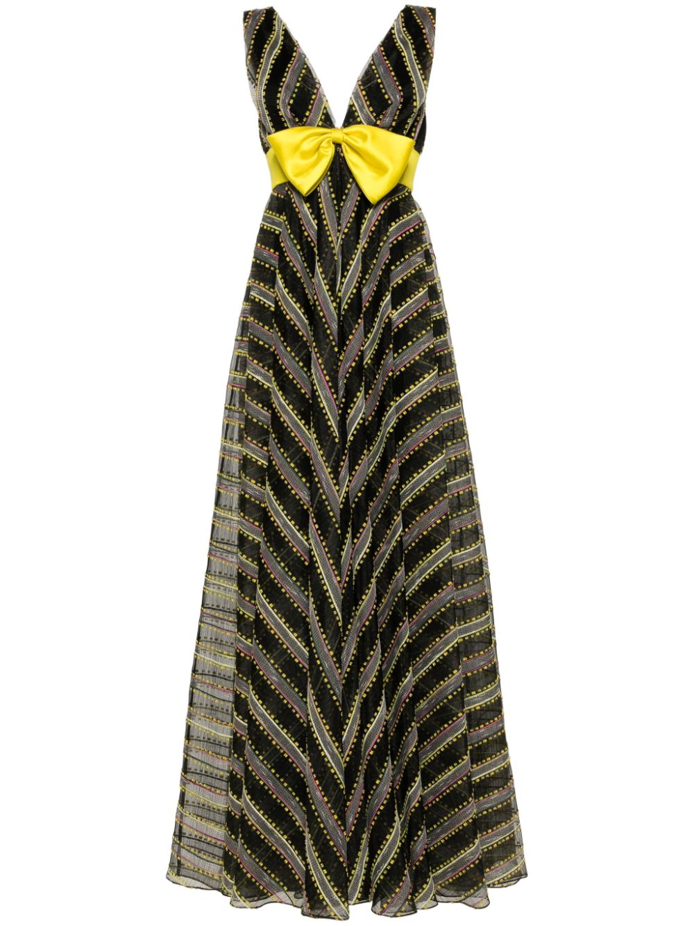Striped sleeveless gown - Yellow