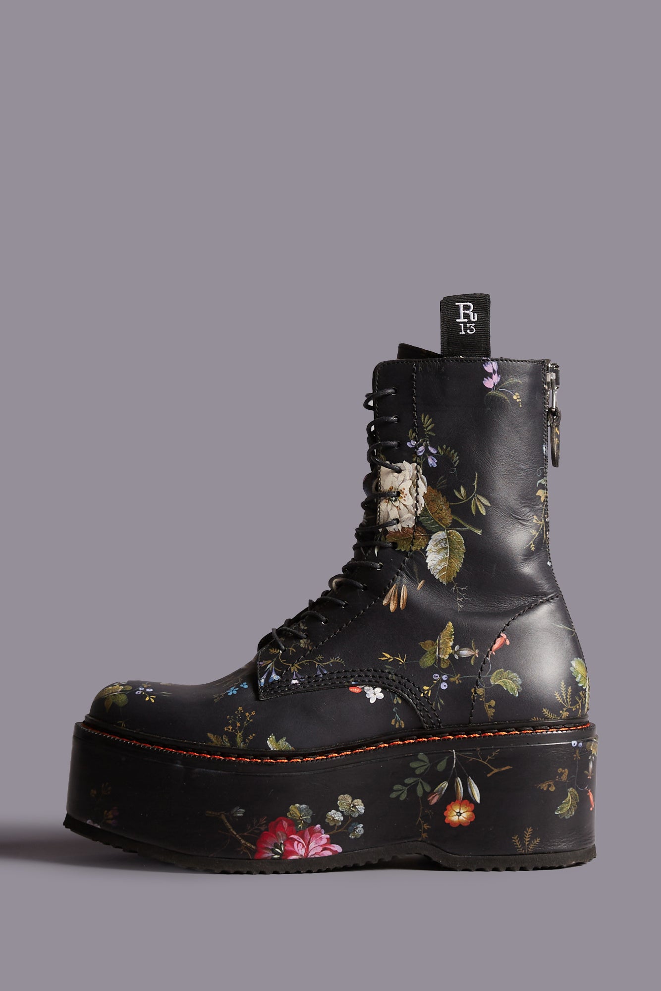 R13 Double Stack Boot - Black Flora