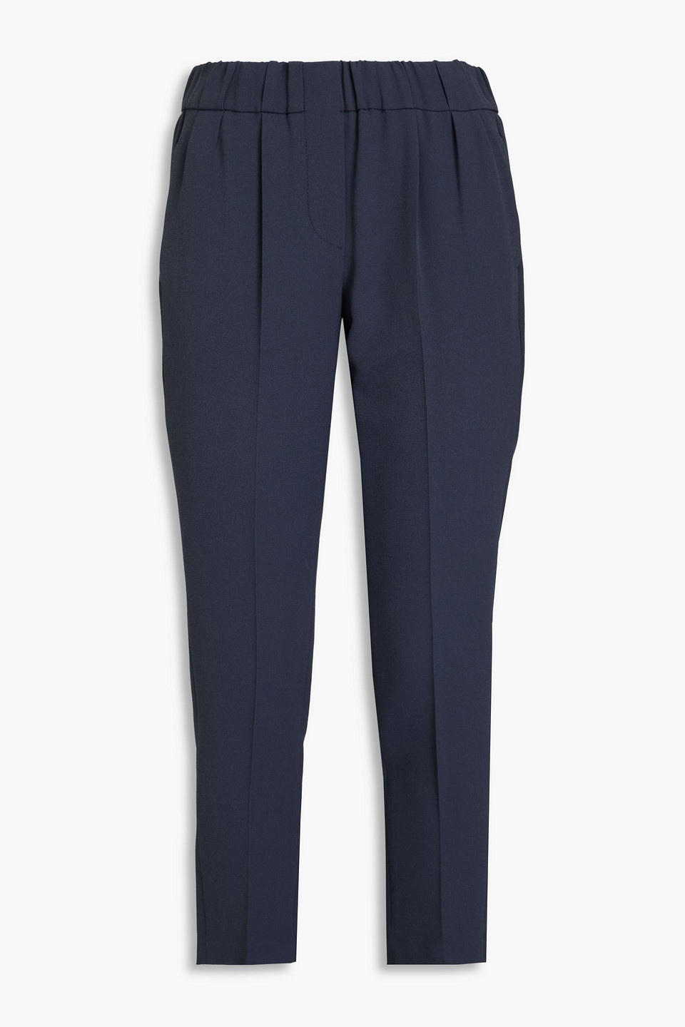 Brunello Cucinelli - Cropped crepe de chine tapered pants - Blue - IT 36