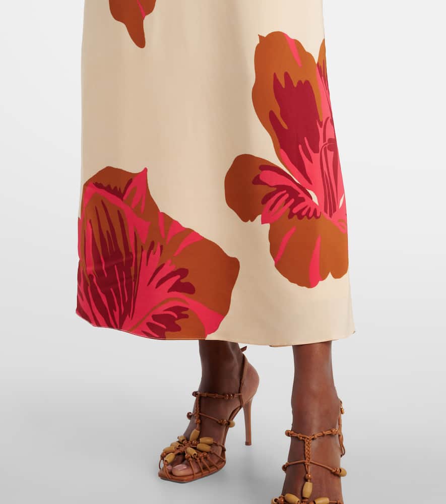 Floral halterneck silk crêpe maxi dress