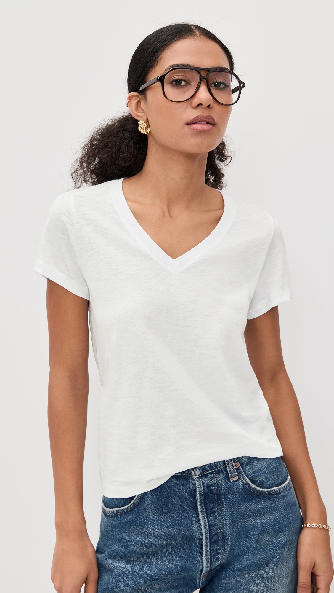 Relaxed V-Neck Tee White