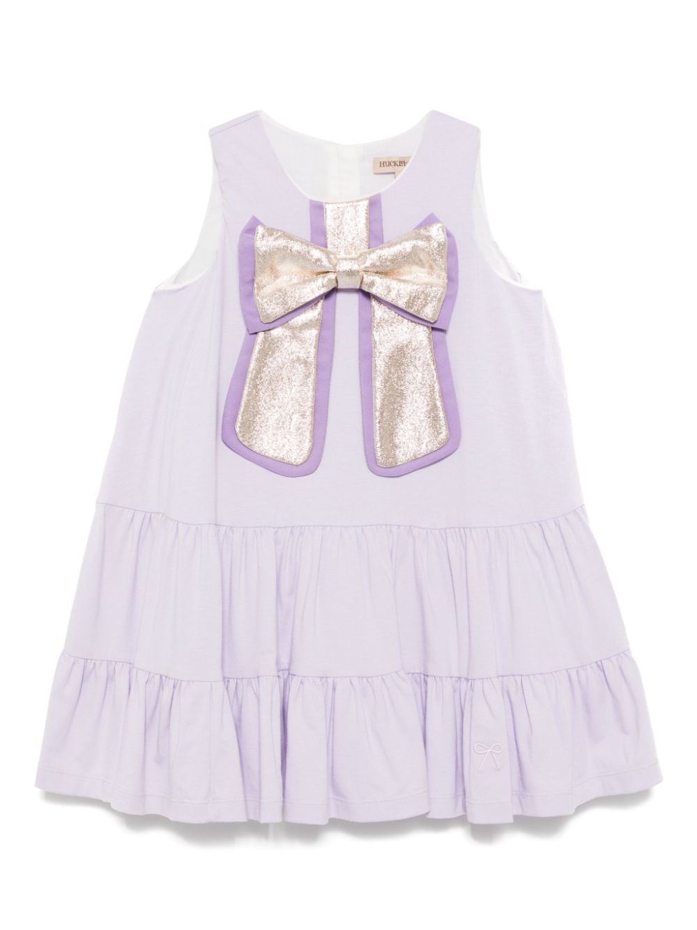 Gilded bow ruffle tier dress - Purple