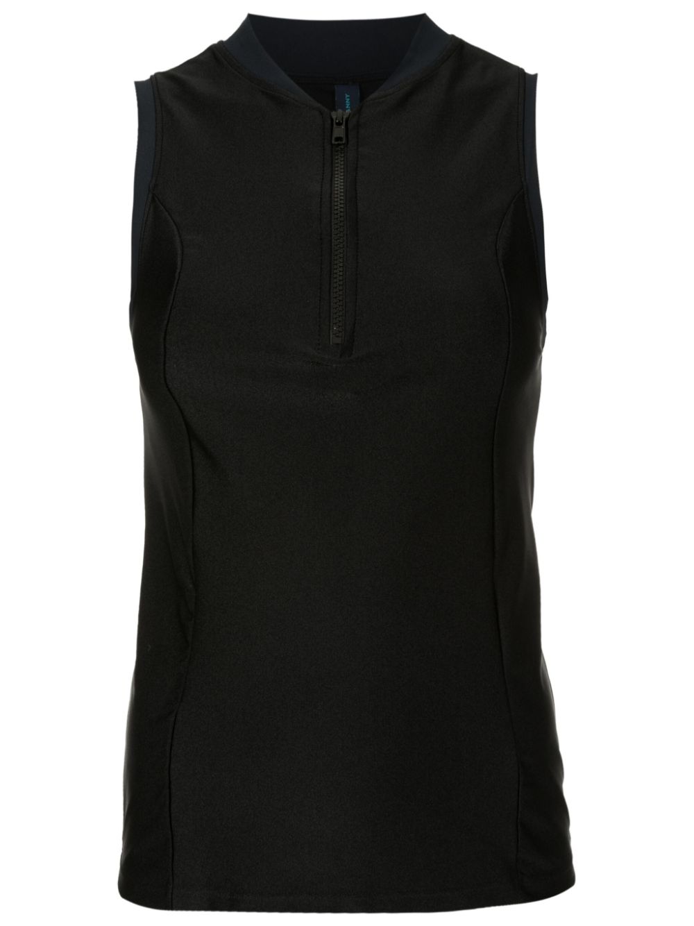 Baseball-collar zip-up top - Black