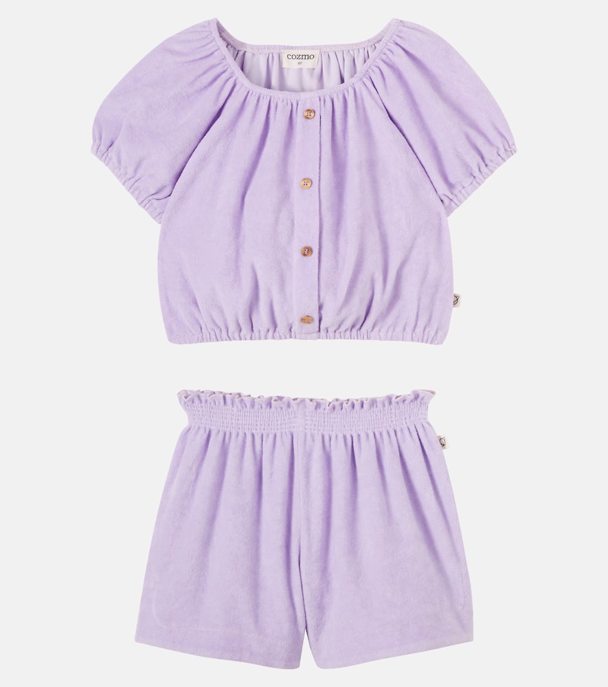 Judy cotton-blend terry top and shorts set