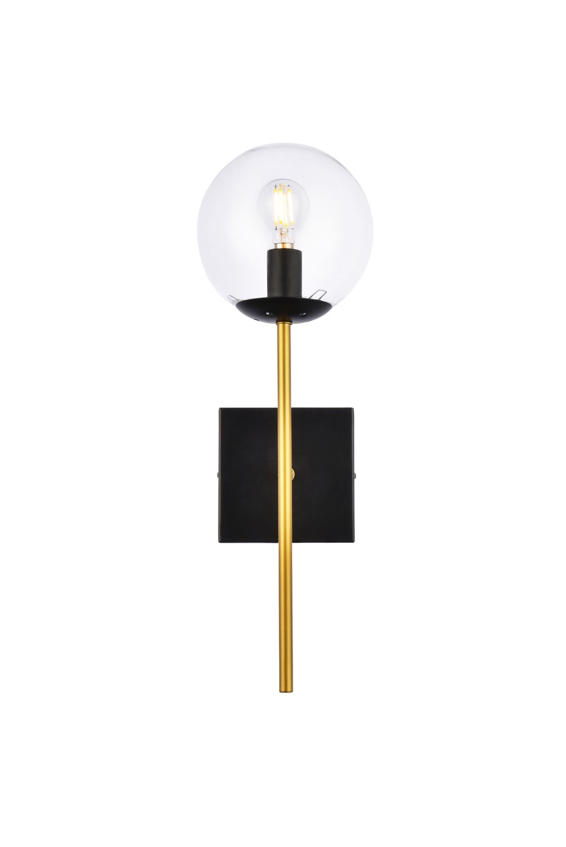 Black and Brass One Light Wall Sconce from the Neri Collection