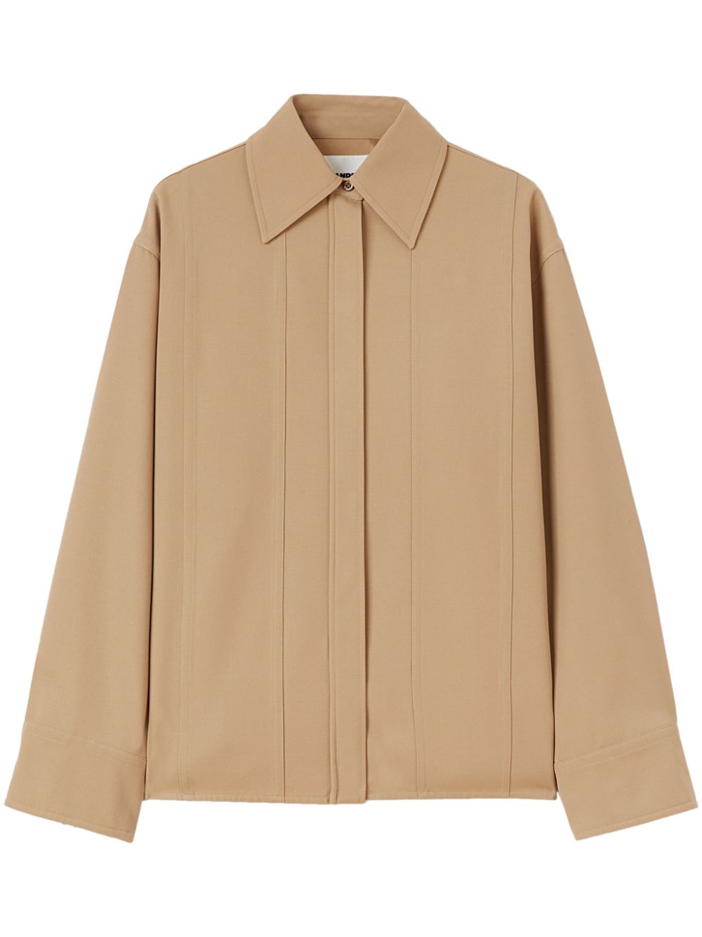 Pointed-collar wool shirt - Brown