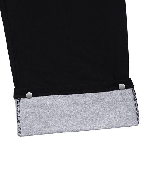 One-Tuck Crystal Roll-Up Sweatpants Black