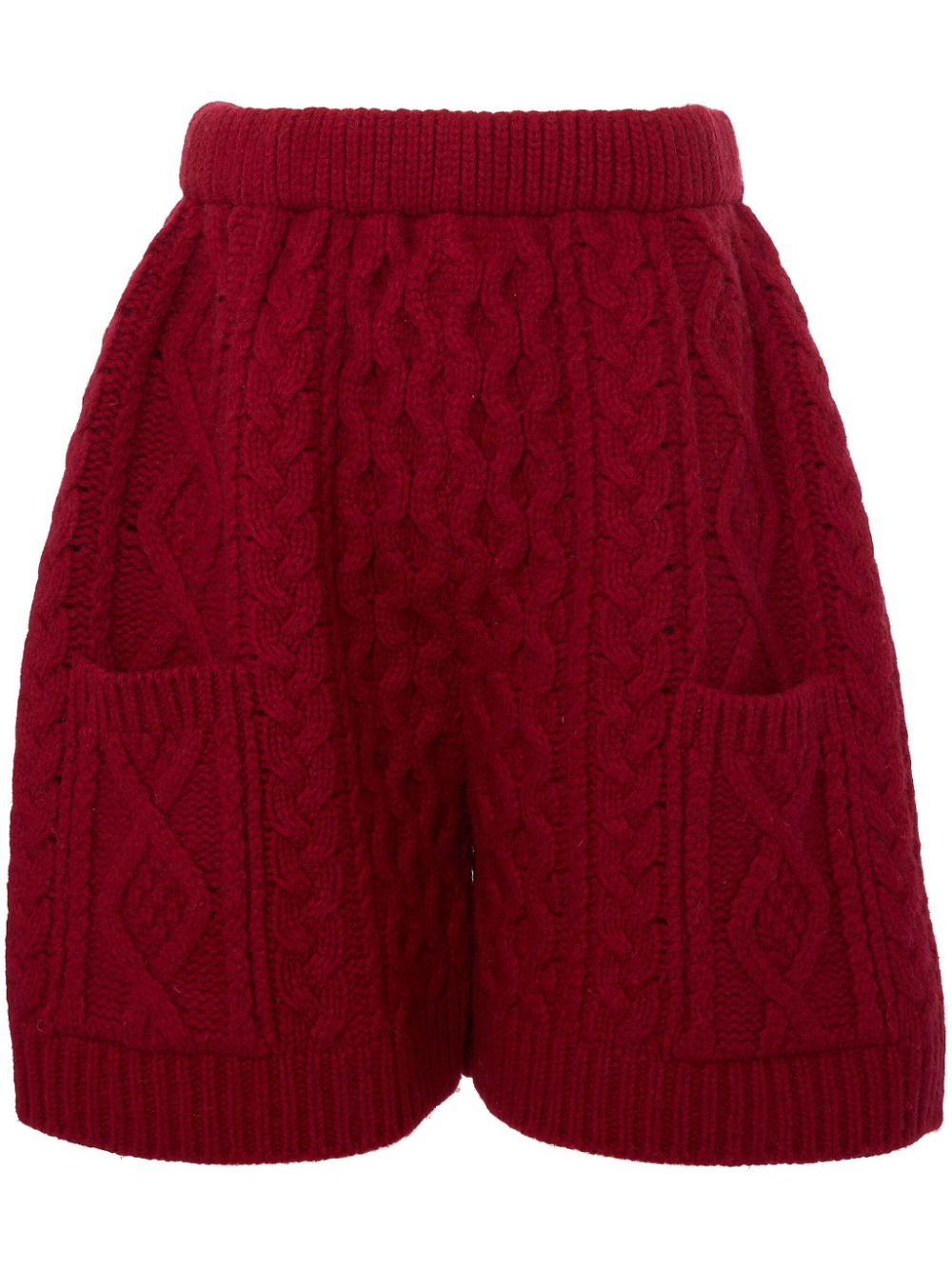 Cable-knit shorts - Red
