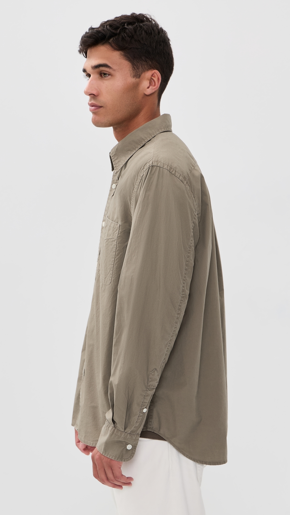 Long Sleeve Poplin Shirt Dark Driftwood