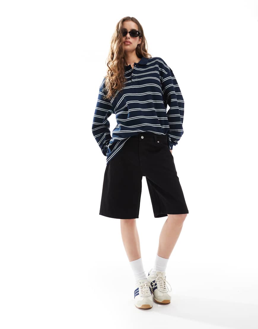 Lea low waist relaxed fit jort shorts in black