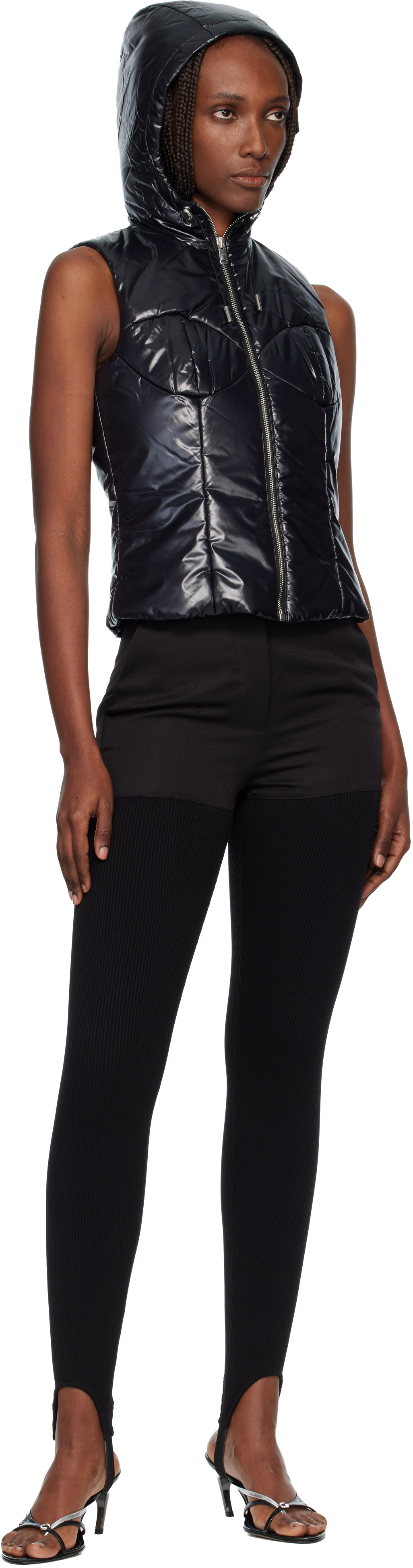 Black Hooded Puffer Vest