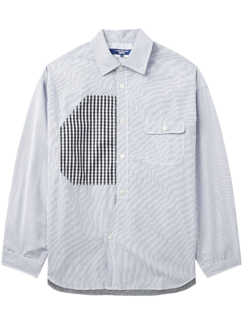 Panelled cotton shirt - Blue