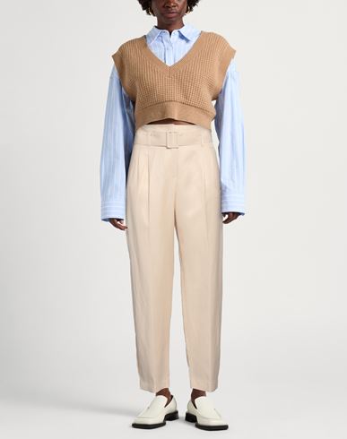 Woman Pants Cream Size 4 Viscose, Linen