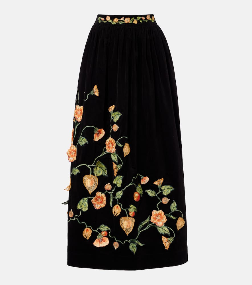 Tangelo embroidered cotton-blend maxi skirt