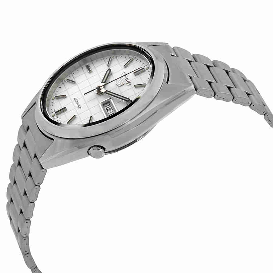 Series 5 Automatic White Grid Dial Mens Watch SNXF05