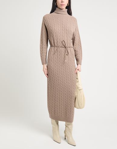Peserico Woman Midi dress Light brown Size 6 Virgin Wool, Silk, Viscose, Cashmere, Polyester