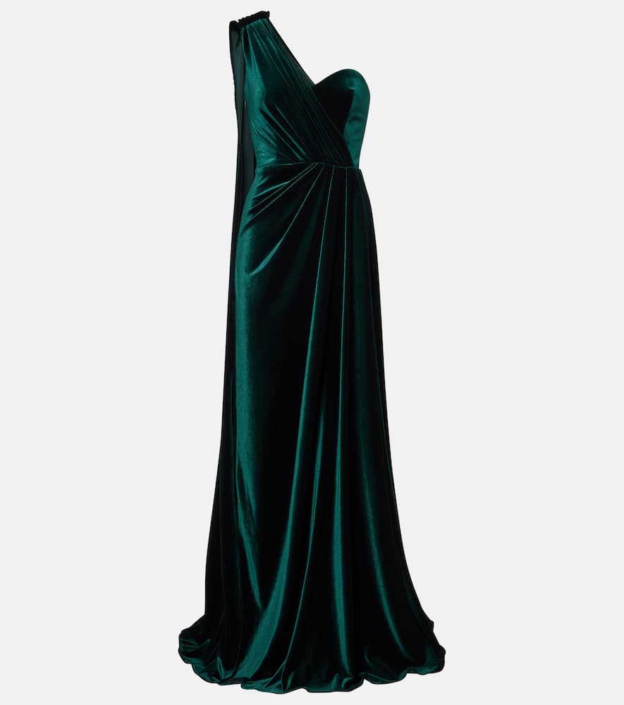 One-shoulder velvet gown