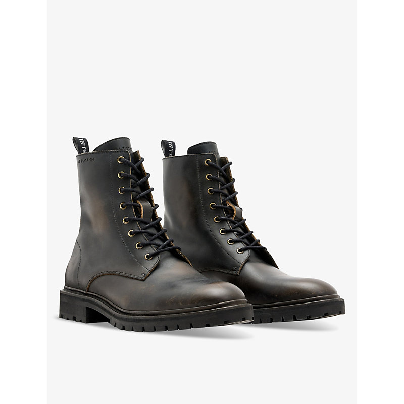 Mens Dark Brown Tobias Lace-up Leather Ankle Boots