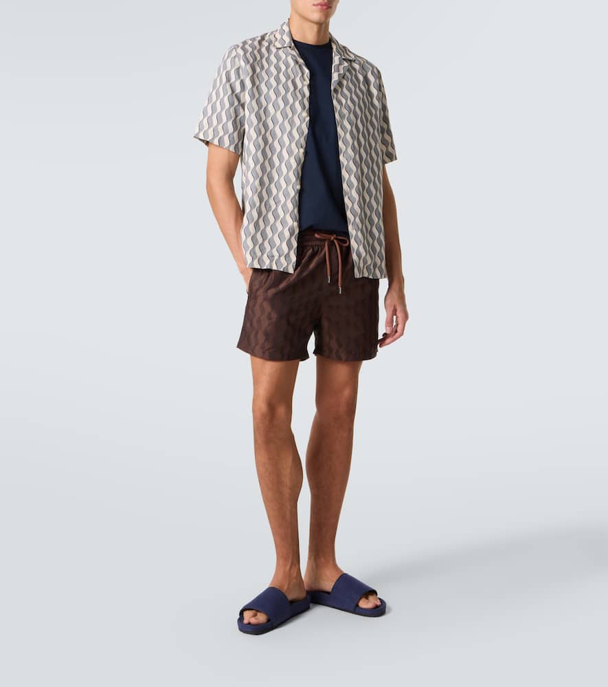 Roberto printed linen bowling shirt