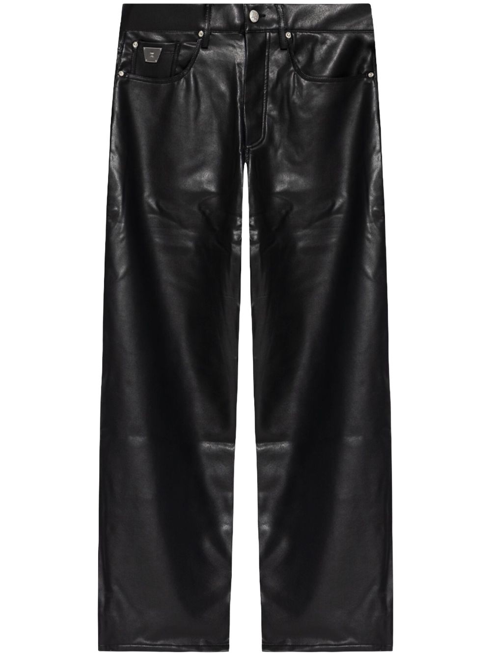 Faux-leather loose pants - Black