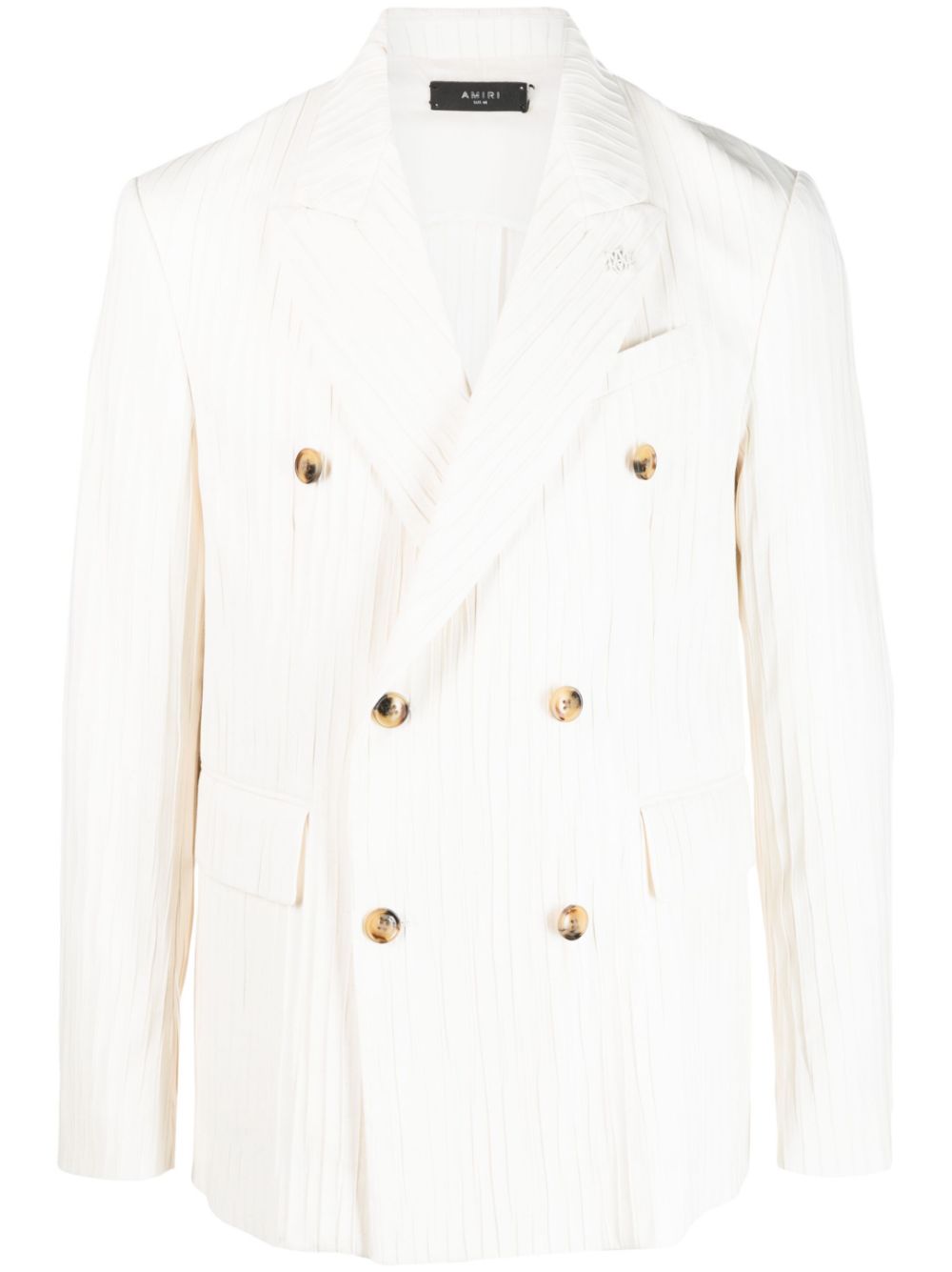 Striped double-breasted blazer - White