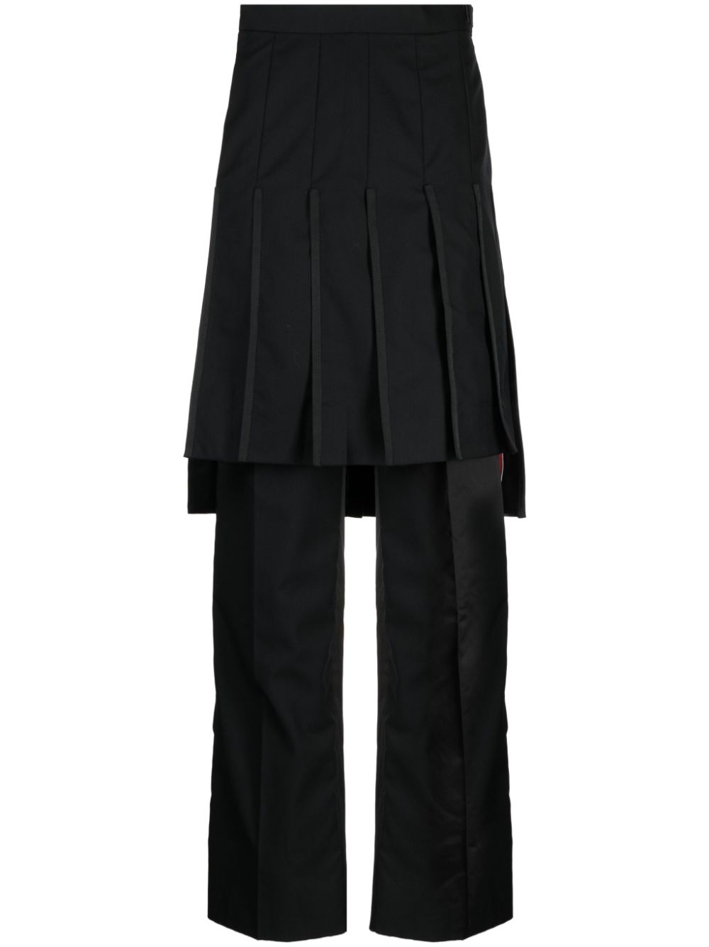 Super 120's Collage pleated trouser skirt - Black