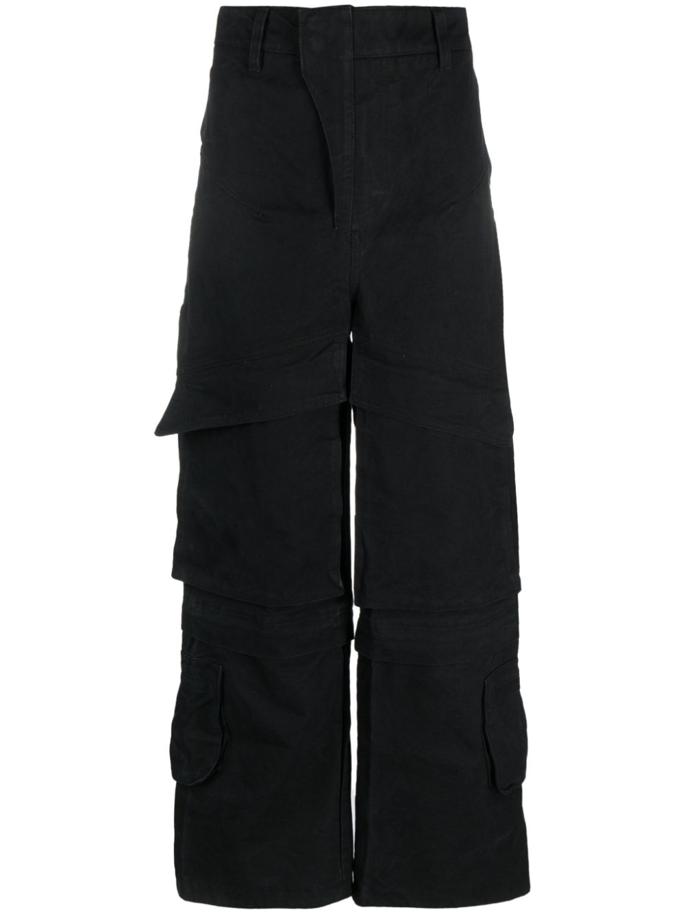 Hard wide-leg cotton cargo trousers - Blue