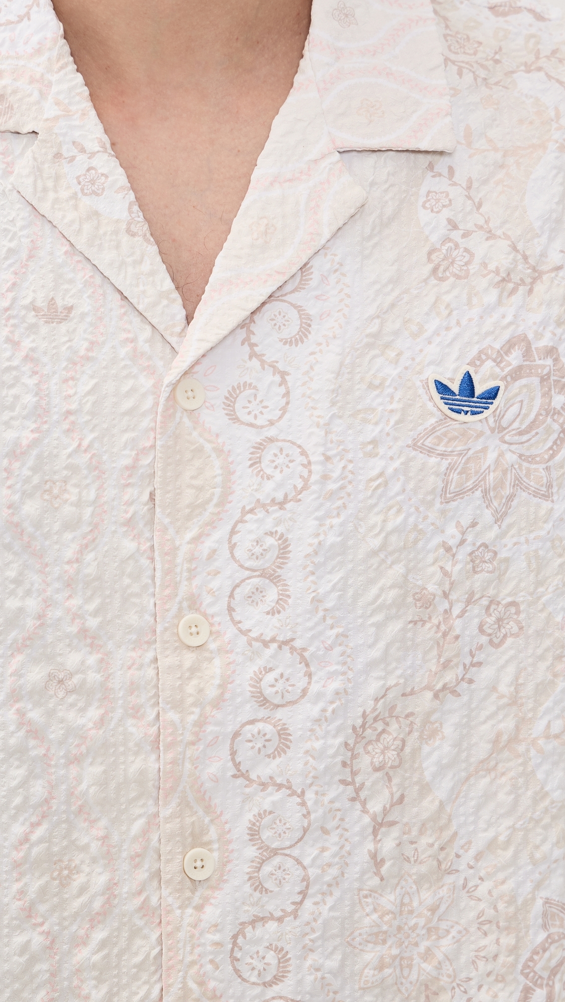 Printed Seersucker Resort Shirt Blue