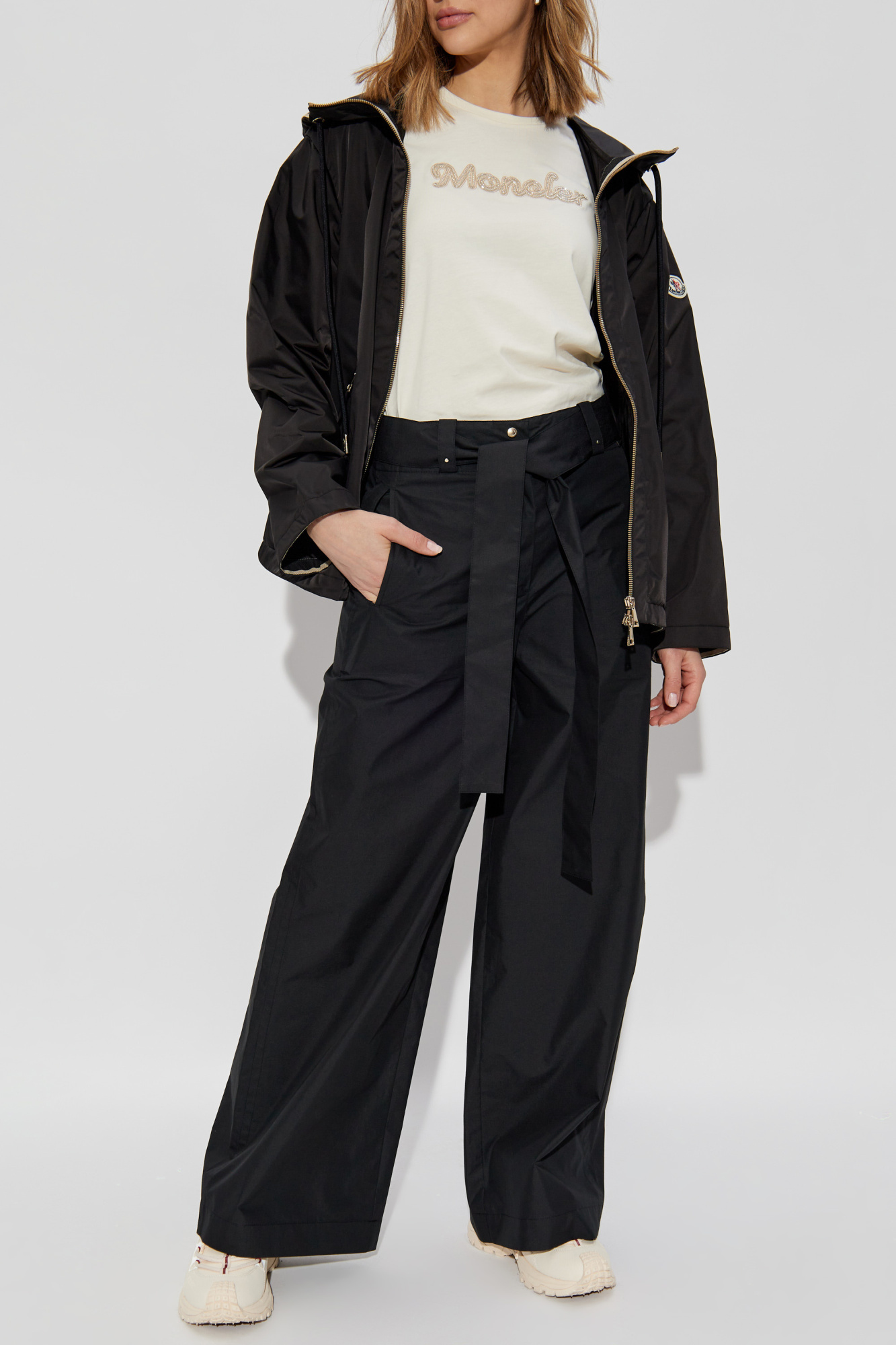 Moncler Wide-leg Trousers, Women's, Black