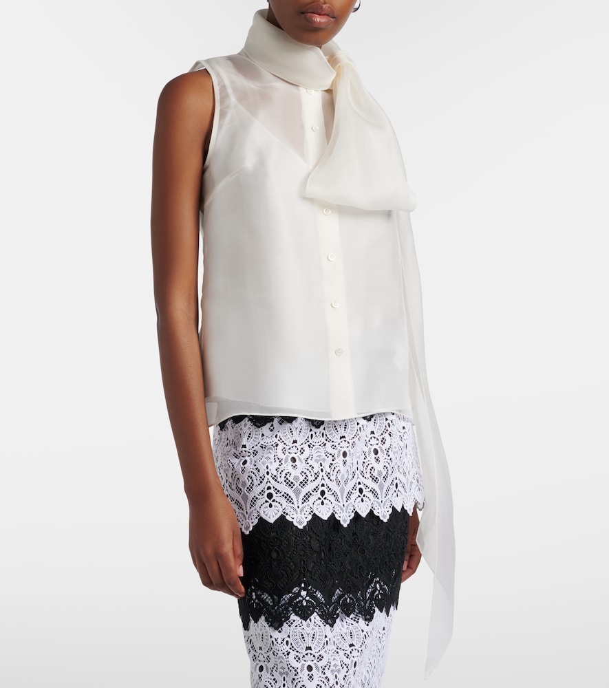 Tie-neck silk top