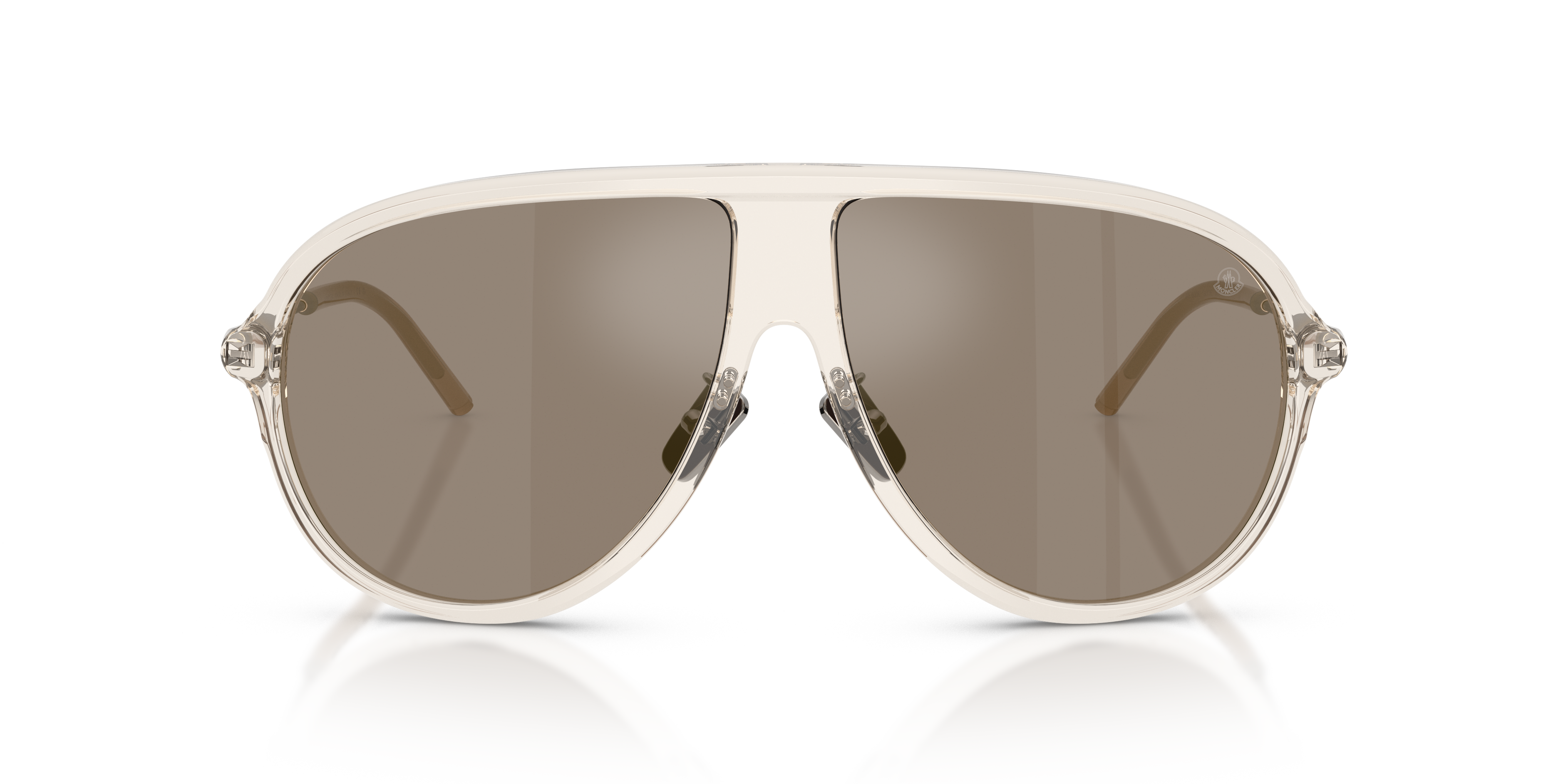 Moncler Unisex Moncler ME6009 GLYDE 30035A Gafas de sol Acetato Transparente Marrón Piloto Normal reflejado