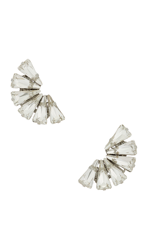 Anton Heunis Omega Clasp Fan-shaped Detail Stud in Crystal & Silver. a