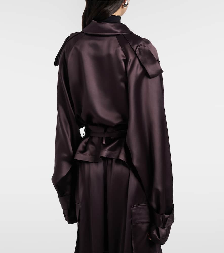 Simona cropped satin trench coat