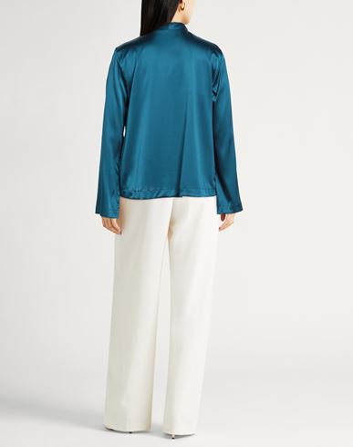 Woman Top Deep teal Size 6 Silk, Elastane
