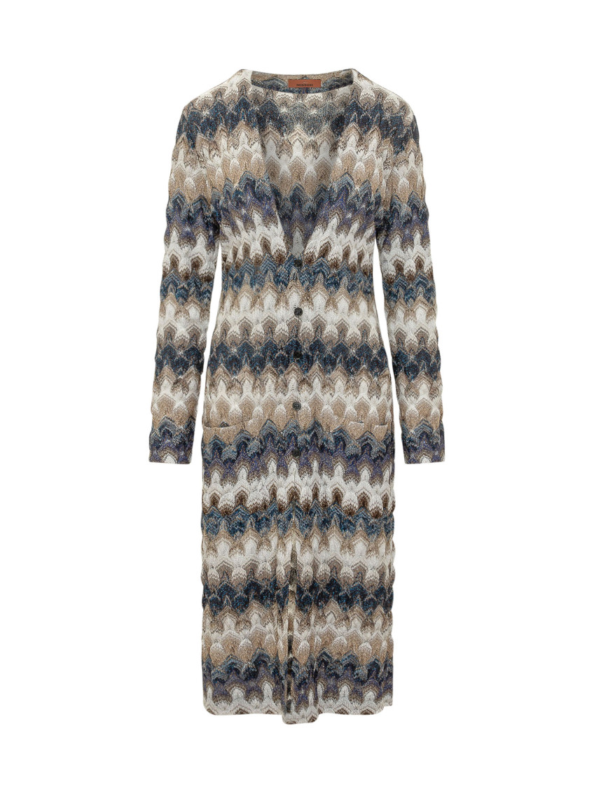 Multicolor Abstract Round Neck Cardigan